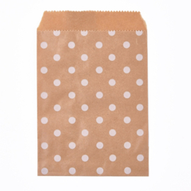10 x  Fourniturenzakje kraft bruin met stippen  15 x 10cm