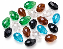 10 x Druppel glaskralen 11 x 8 mm – gat 1 mm – kleurenmix AB