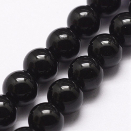 10 x  Edelsteen kraal van Black Onyx 6mm gat: 1mm