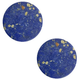 1 x Cabochon basic plat stone look 12mm Blue-gold