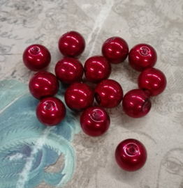 30x prachtige glasparels 8mm Gat: 1mm bordeaux rood