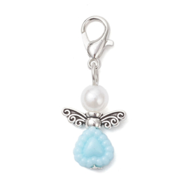 1 x Geluksengeltje met clip 33 mm – pastel kleur – zilverkleur