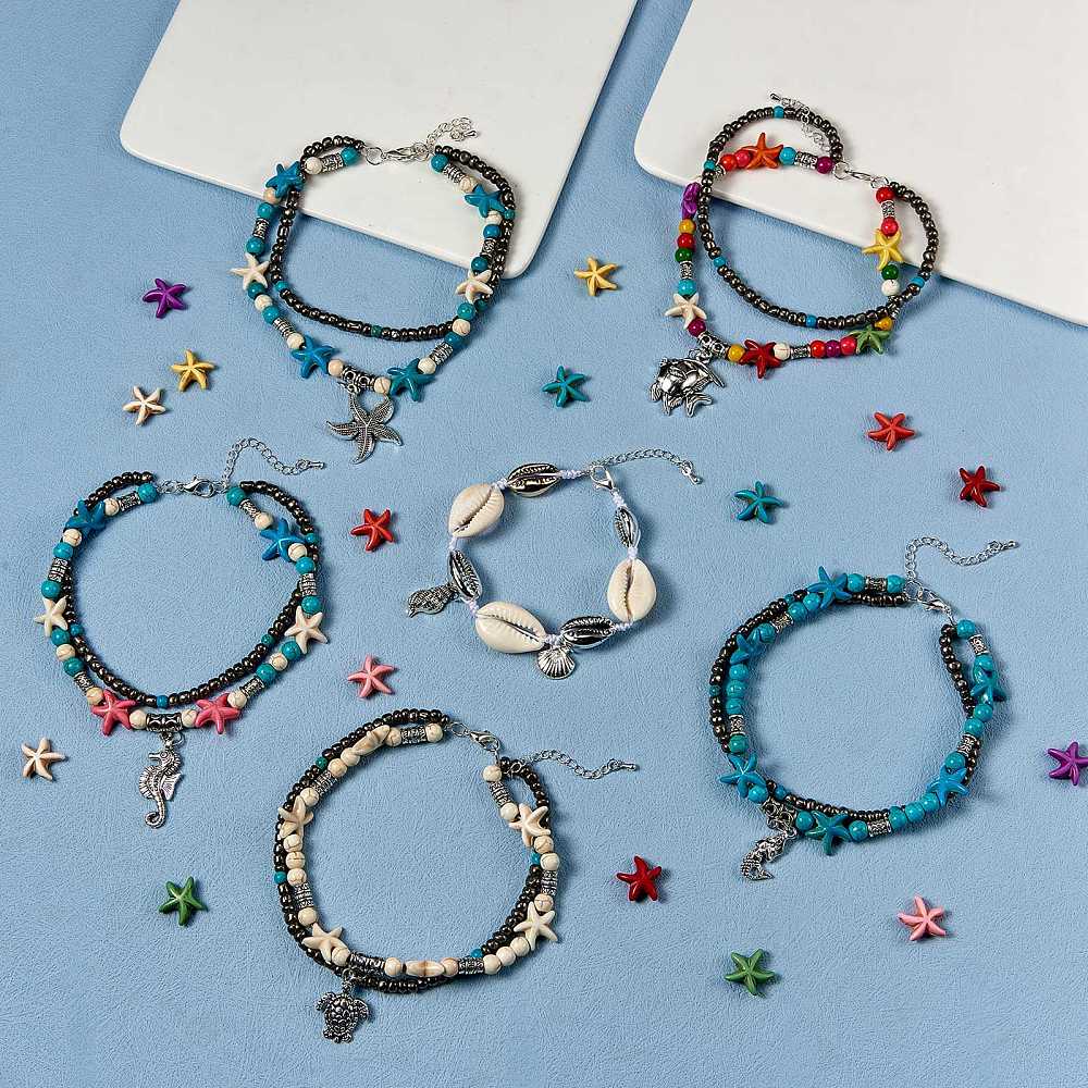 1 x DIY Enkelbandjes maken set – oceaan thema – compleet met kralen, bedels en schelpjes