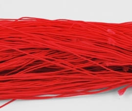 8 meter rond elastisch koord van rubber voorzien van een laagje stof 1mm rood