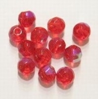 10 x Glaskraal facet kristal Rood AB 8 mm