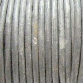 1 x Rol DQ leer rond 2mm Vintage IJs Grijs per 25 meter