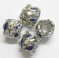 1 x Metalen European-style met paarse epoxy en strass 9 mm