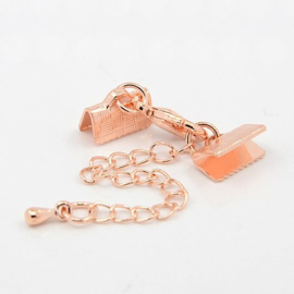 Rose gold  veterklem met sluiting incl. verlengketting 10mm