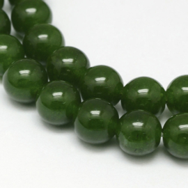 10 x   edelsteen kraal van Taiwan Nephrite  Jade Dark Green 10mm gat: 1mm