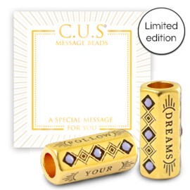 1 x C.U.S® Sieraden message beads "Follow your dreams" Goud (nikkelvrij)