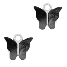 2 x Resin hangers vlinder Silver-anthracite