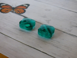 1xFashion Facet kraal klaver sea green afm. ca. 16mm gat: 1,5mm