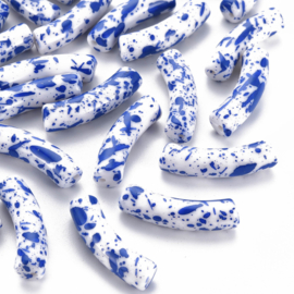 10 x Acryl kralen tube opaque two tone Blue spray painted ca. 32x8mm (gat Ø1.8mm)