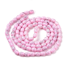 10  x  glaskralen drip-art ovaal 8 x 6~6,5mm, gat: 1mm Pearl Pink