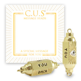 1 x C.U.S® Sieraden message beads tussenstuk "you back" & hearts Goud