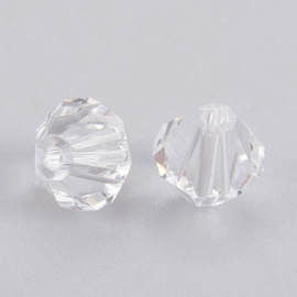 10 x Preciosa Kristal Bicone clear ca. 6mm  gat: 0,7mm