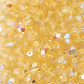 15 x ronde Tsjechische kralen facet kristal 6mm kleur: ab geel Gat c.a.: 1 mm
