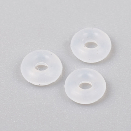 10 x stopper kralen transparant rubber 3,5 x1,5mm, gat: 1,2mm