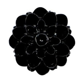 2 x Dahlia bloem kralen 14mm shiny Zwart