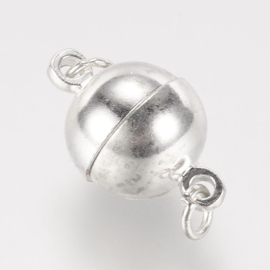 1 x Magneetslotje met buigringen 10 x 16 mm – gat 2 mm – zilverkleur (Nikkelvrij)