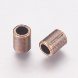 20 x  tibetaans zilveren spacer kraal 8 x 6mm gat: 4mm rood koper kleur