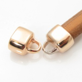 1 x DQ metaal Eindkap  voor 6 x 10 mm leer Rose goud kleur  (Nikkelvrij)