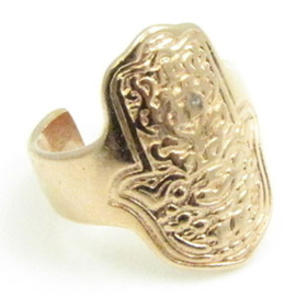 1 x DQ metaal ring hamsa hand rose goud kleur ca. 20 x 18mm (Nikkelvrij)
