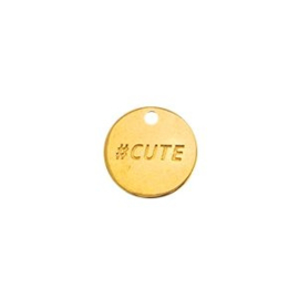 1 x Metaal Bedel 15 x 1mm  Goud kleur oogje: 1,5mm #cute (Nikkelvrij)