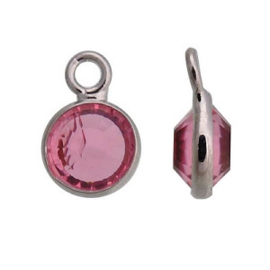 1 x DQ facethanger gekleurd Pink - crystal-platinum 7x10 mm (Nikkelvrij)