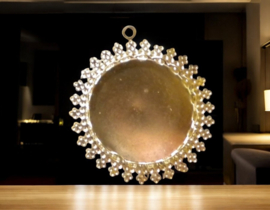 Aluminium Cabochon houder setting rond tray Ø 25mm antiek zilver kleur 35 x 38,3mm, oogje 2mm; Tray 25mm