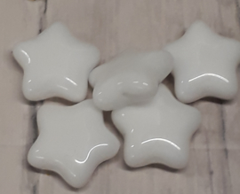 5x mooie witte glans sterkraal 16x16mm gat:1mm