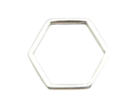 4 x DQ metaal tussenstuk Hexagon 17 x 1,5 mm Antiek Zilver kleur (Nikkelvrij)