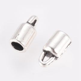 10 x Metalen Eindkapje Antiek Zilverkleur voor 3mm draad/koord  Ø 3.0 mm (NIkkelvrij)