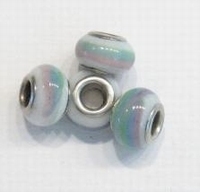 Per stuk Glaskraal European-style wit met pastel-kleuren 13 mm