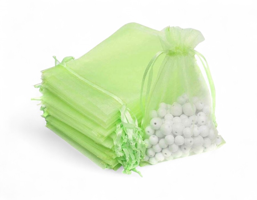 ca. 50 x Organza zakjes 7 x 9 cm – lichtgroen
