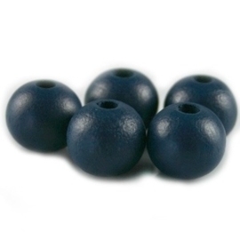 10 x Houten Kralen Rond 12mm Navy Blue