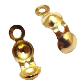 10 x  Kalot goud 8 x 4mm binnenzijde Ø 2,4mm  (Nikkelvrij)