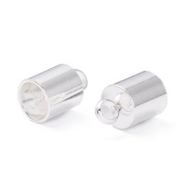 2 x  RVS 201 metalen eindkapjes 10 x 6mm Ø5 mm oogje 2,5 mm zilverkleur