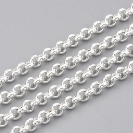 50 cm RVS Jasseron ketting 4 x 1,5mm Zilver kleur