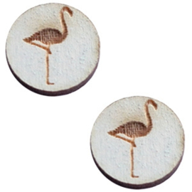 2 x Houten cabochon basic 12 mm flamingo Grey