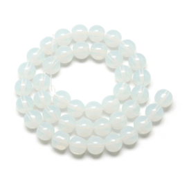 15 x Glaskralen imitatie jade rond 10 mm – gat 1 mm – WhiteSmoke