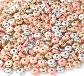 10 x  CCB DQ kralen 6 x 2,5mm gat: 1mm mix kleuren