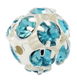 Kristal ballen 8mm turquoise gat 1mm