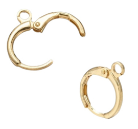 2 x echt 18K gold plated oorbellen met oogje 14,7 mm x 11,7 x 2mm oogje: 1,8mm Nikkelvrij