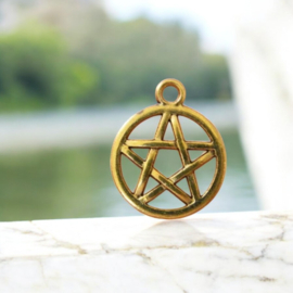 2 x Metalen pentagram bedel 20x17mm (pentakel) goud kleur