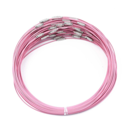 2 x RVS Spang 46 cm met schroefsluiting van messing – roze