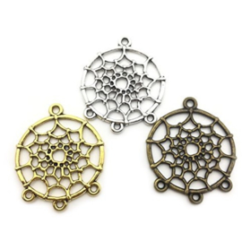 DQ metalen bedels dreamcatcher  Goud  34 x 28 x 2mm