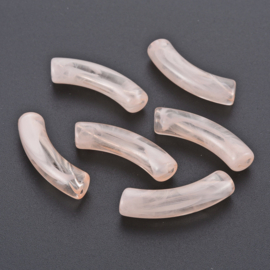 10 x Acryl kralen tube  transparant salmon peach pink ca. 33x8mm (gat Ø1.6mm)