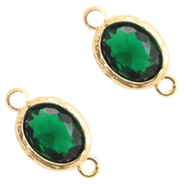 Crystal glas tussenstukken ovaal 10x18mm Classic Green - crystal-gold (Nikkelvrij)