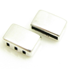 DQ metaal eindstuk voor 10x2,5mm leer met 3 gaten antiek zilverkleur  (Nikkelvrij)